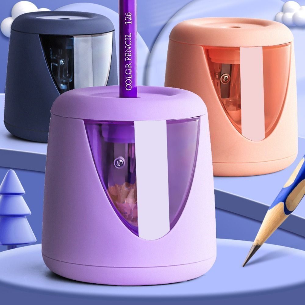 Electric Pencil Sharpener Usb - Avec Autocollant Décoratif, Alimentation par Batterie/USB/Chargeur,