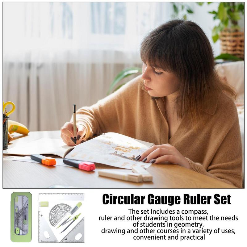 Math Geometry Set With Compass - Ensemble rapporteur et boussole, kit de