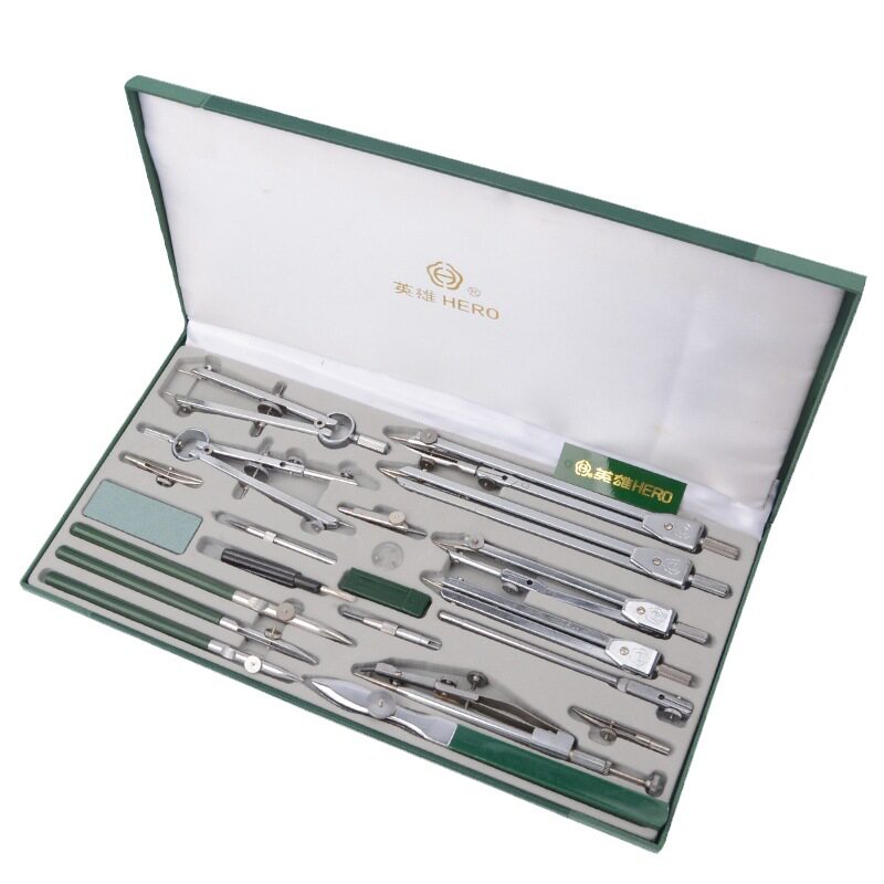 Math Geometry Set With Compass - Ensemble de compas métalliques Hero, instruments