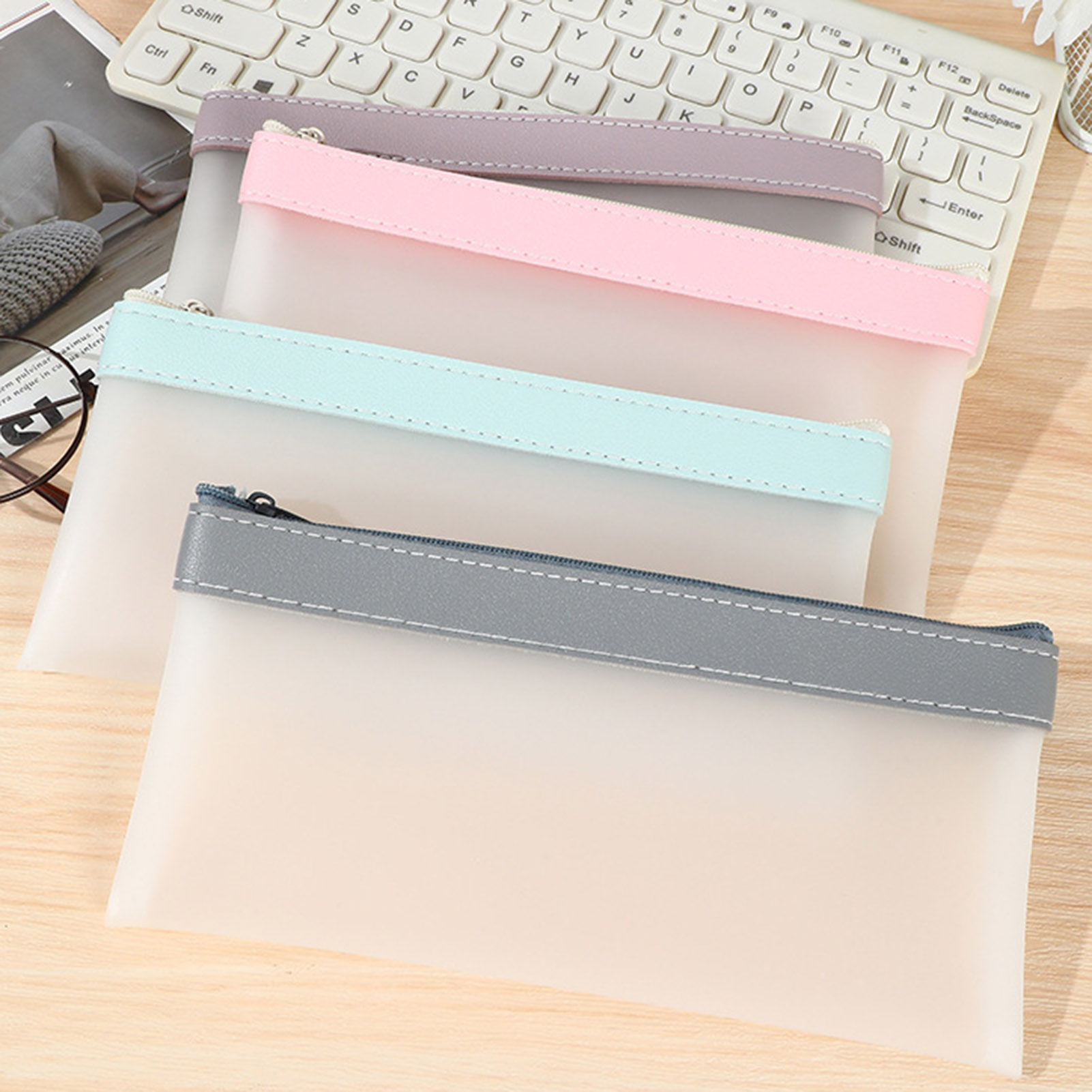 Aesthetic Large Pencil Case Pouch - Trousse à Crayons Transparente en Poudre