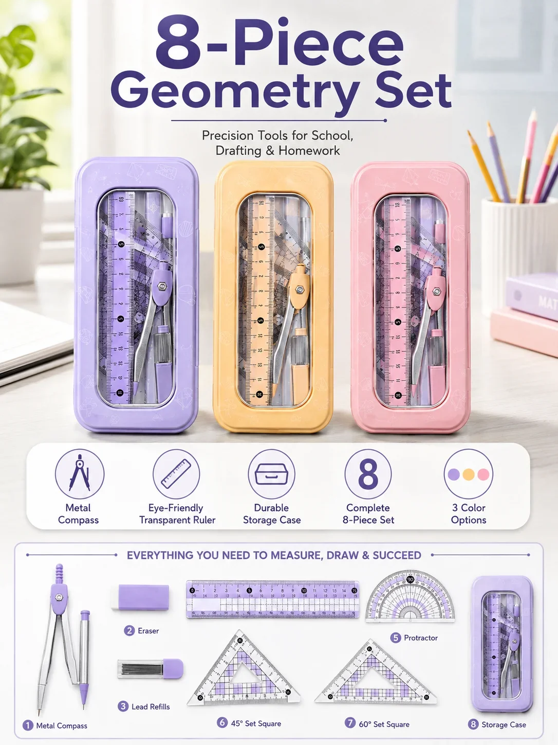 Ensemble de géométrie mathémat - Math Geometry Set With Compass avis et prix