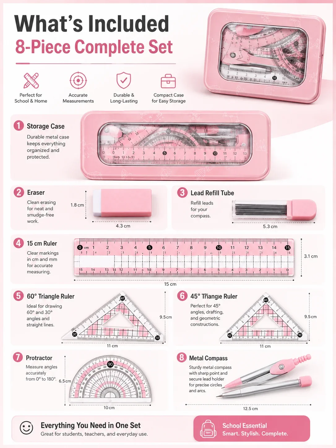 Ensemble de géométrie mathémat - Math Geometry Set With Compass avis et prix