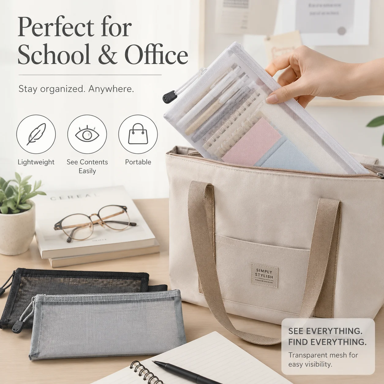 Trousse à crayons transparente - Clear Mesh Pencil Pouch For Exam avis et prix